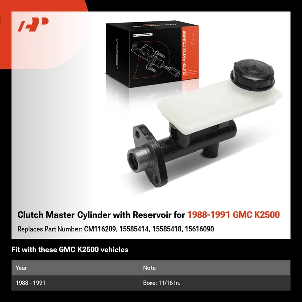 Clutch Master Cylinder with Reservoir for 1988-1991 GMC K2500