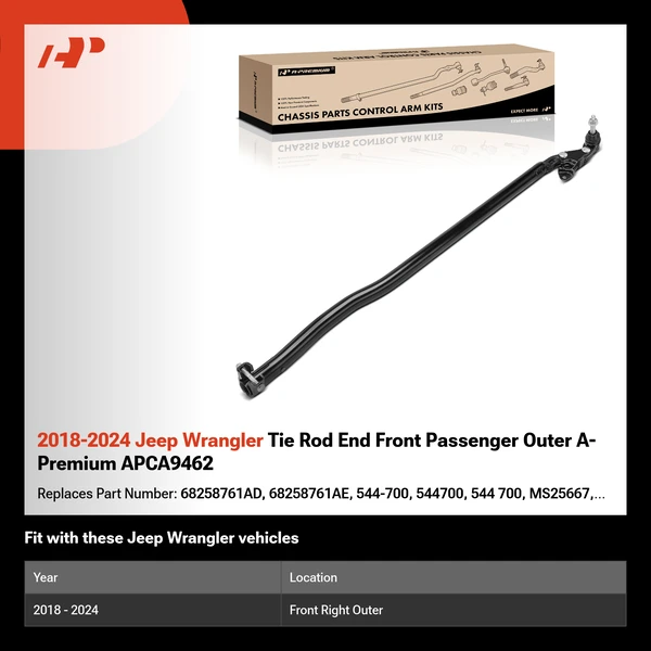 2018-2024 Jeep Wrangler Tie Rod End Front Passenger Outer A-Premium APCA9462