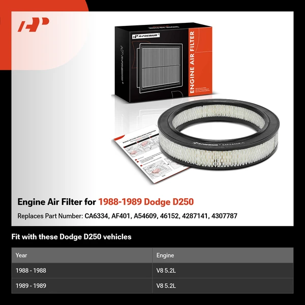Engine Air Filter for 1988-1989 Dodge D250