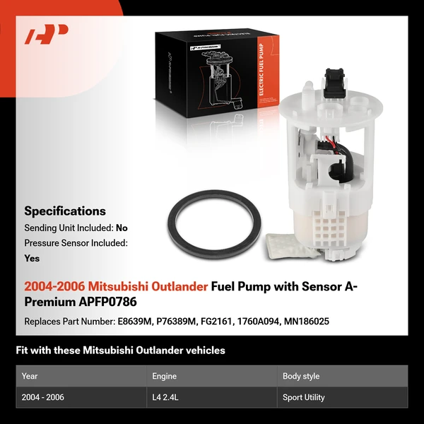 2004-2006 Mitsubishi Outlander Fuel Pump with Sensor A-Premium APFP0786