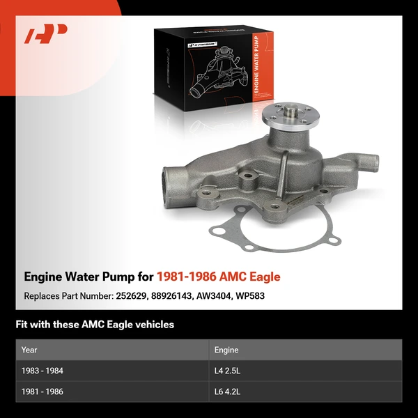 Engine Water Pump for 1981-1986 AMC Eagle