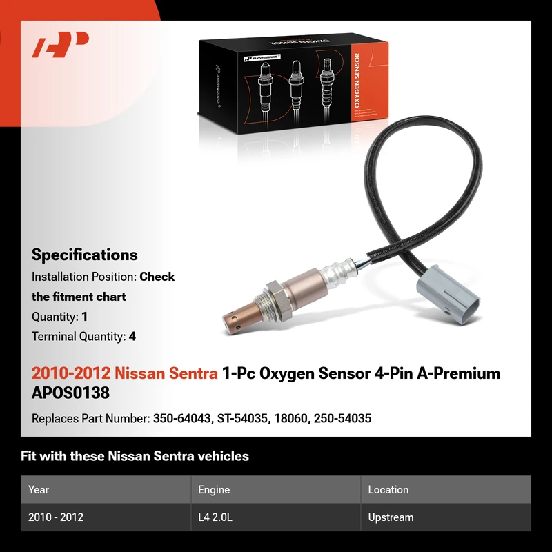 2010-2012 Nissan Sentra 1-Pc Oxygen Sensor 4-Pin A-Premium APOS0138