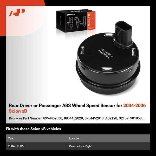 Rear Driver or Passenger ABS Wheel Speed Sensor for 2004-2006 Scion xB