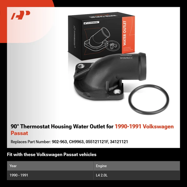 90° Thermostat Housing Water Outlet for 1990-1991 Volkswagen Passat