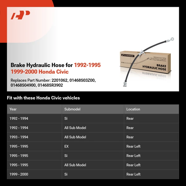 Brake Hydraulic Hose for 1992-1995 1999-2000 Honda Civic