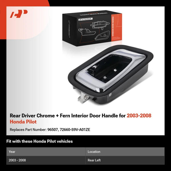 Rear Driver Chrome + Fern Interior Door Handle for 2003-2008 Honda Pilot