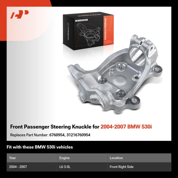 Front Passenger Steering Knuckle for 2004-2007 BMW 530i