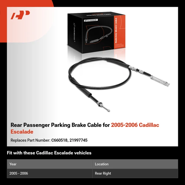 Rear Passenger Parking Brake Cable for 2005-2006 Cadillac Escalade