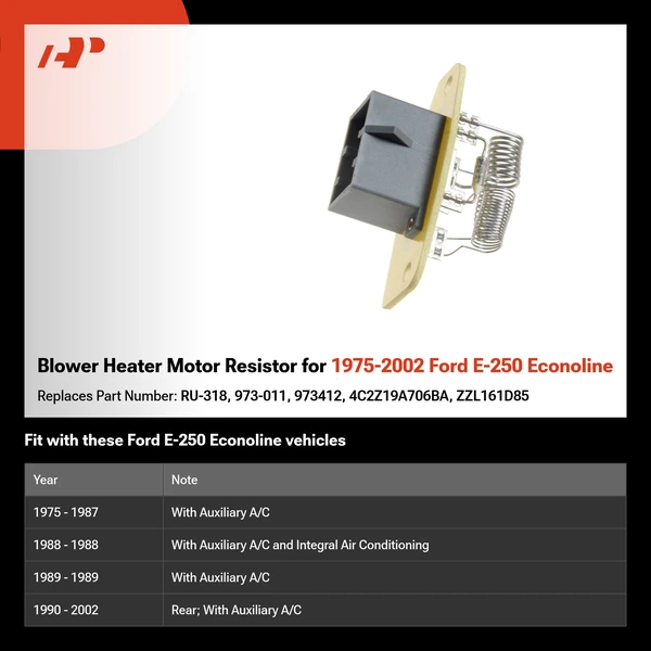Blower Heater Motor Resistor for 1975-2002 Ford E-250 Econoline