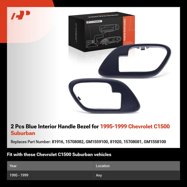 2 Pcs Blue Interior Handle Bezel for 1995-1999 Chevrolet C1500 Suburban