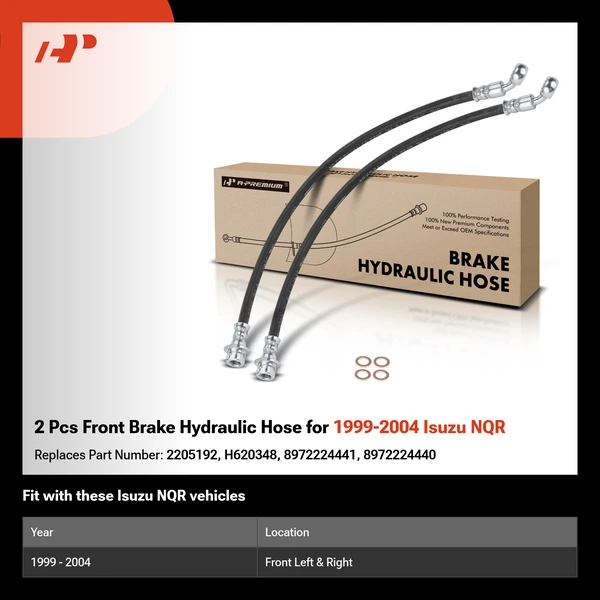 2 Pcs Front Brake Hydraulic Hose for 1999-2004 Isuzu NQR