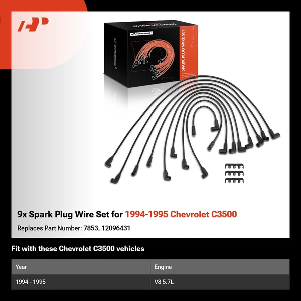 9x Spark Plug Wire Set for 1994-1995 Chevrolet C3500