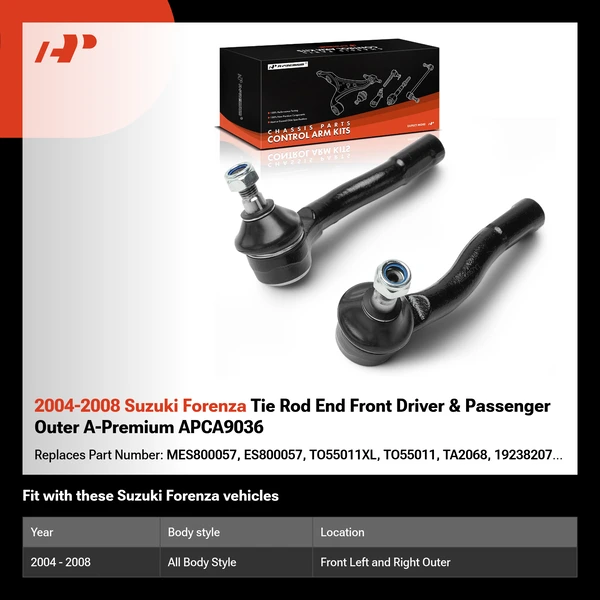 2004-2008 Suzuki Forenza Tie Rod End Front Driver & Passenger Outer A-Premium APCA9036
