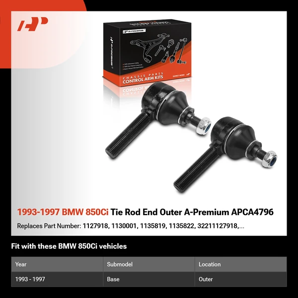 1993-1997 BMW 850Ci Tie Rod End Outer A-Premium APCA4796