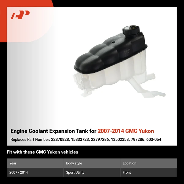 Engine Coolant Expansion Tank for 2007-2014 GMC Yukon