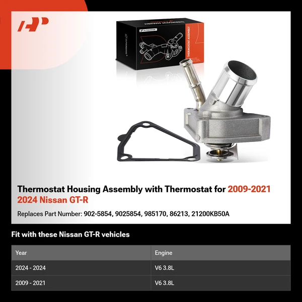 Thermostat Housing Assembly with Thermostat for 2009-2021 2024 Nissan GT-R