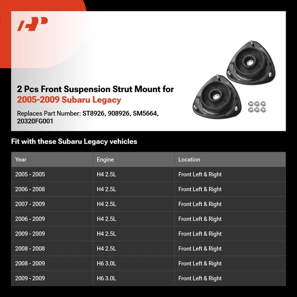 2 Pcs Front Suspension Strut Mount for 2005-2009 Subaru Legacy