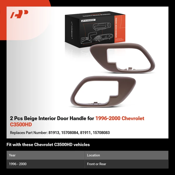 2 Pcs Beige Interior Door Handle for 1996-2000 Chevrolet C3500HD