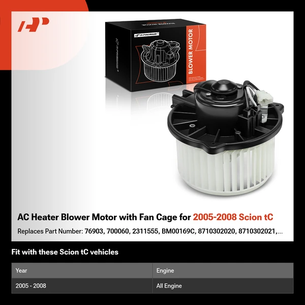 AC Heater Blower Motor with Fan Cage for 2005-2008 Scion tC