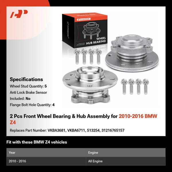 2 Pcs Front Wheel Bearing & Hub Assembly for 2010-2016 BMW Z4