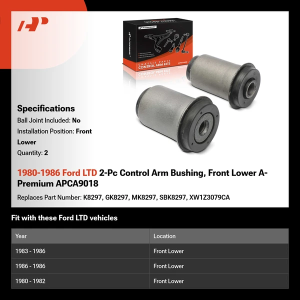 1980-1986 Ford LTD 2-Pc Control Arm Bushing, Front Lower A-Premium APCA9018