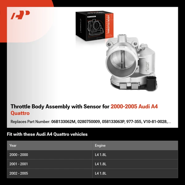 Throttle Body Assembly with Sensor for 2000-2005 Audi A4 Quattro