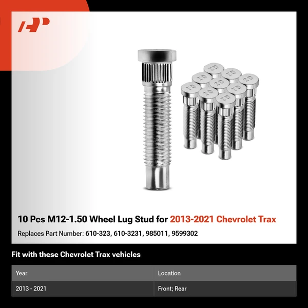 10 Pcs M12-1.50 Wheel Lug Stud for 2013-2021 Chevrolet Trax