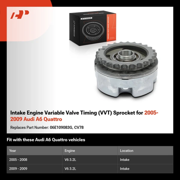 Intake Engine Variable Valve Timing (VVT) Sprocket for 2005-2009 Audi A6 Quattro