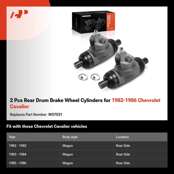 2 Pcs Rear Drum Brake Wheel Cylinders for 1982-1986 Chevrolet Cavalier