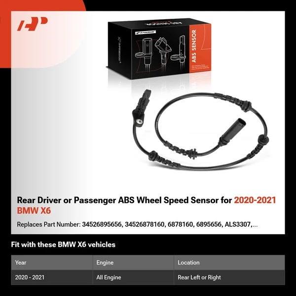Rear Driver or Passenger ABS Wheel Speed Sensor for 2020-2021 BMW X6