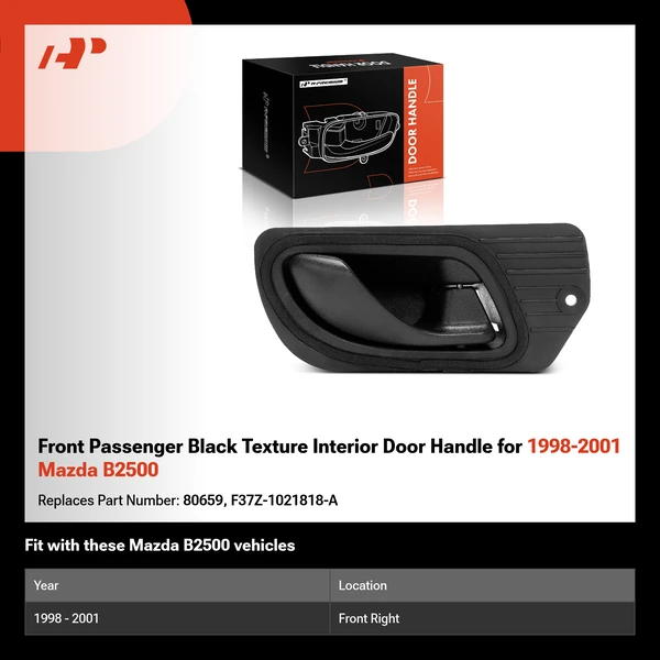 Front Passenger Black Texture Interior Door Handle for 1998-2001 Mazda B2500