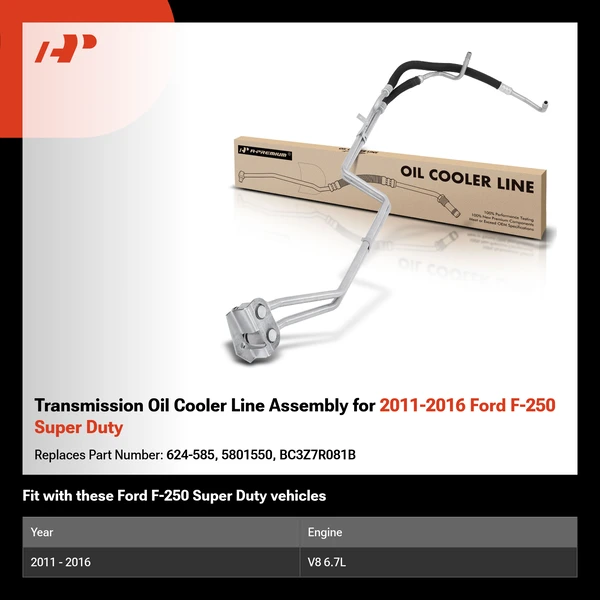 Transmission Oil Cooler Line Assembly for 2011-2016 Ford F-250 Super Duty