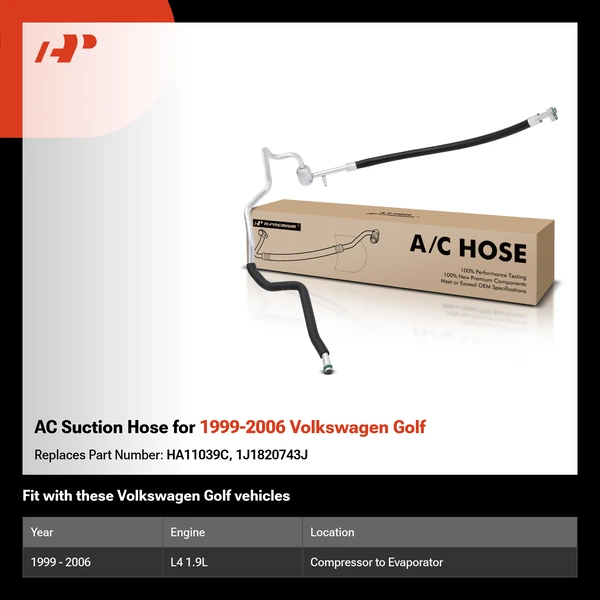 AC Suction Hose for 1999-2006 Volkswagen Golf