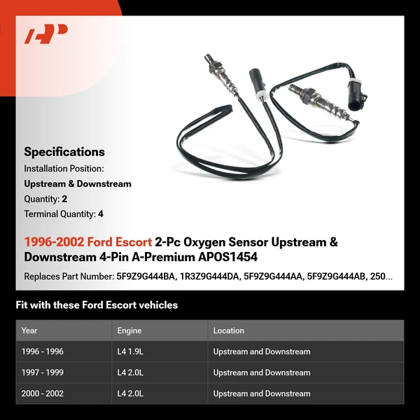 1996-2002 Ford Escort 2-Pc Oxygen Sensor Upstream & Downstream 4-Pin A-Premium APOS1454