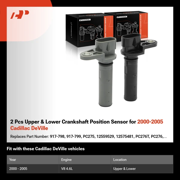 2 Pcs Upper & Lower Crankshaft Position Sensor for 2000-2005 Cadillac DeVille