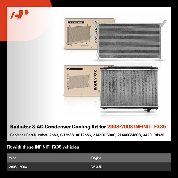 Radiator & AC Condenser Cooling Kit for 2003-2008 INFINITI FX35