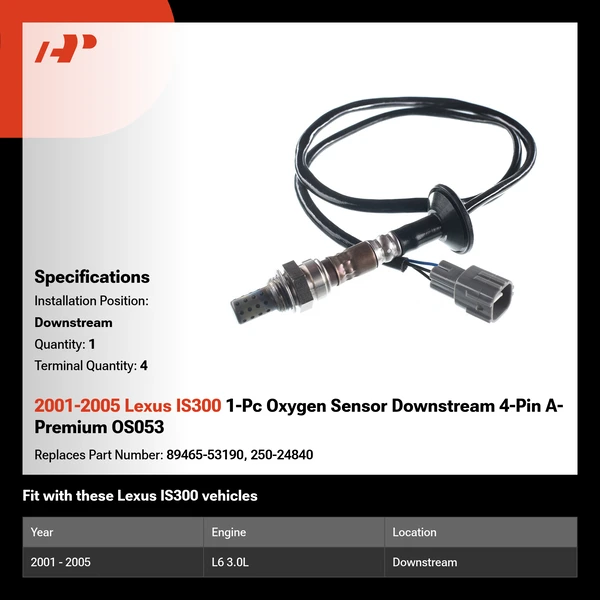 2001-2005 Lexus IS300 1-Pc Oxygen Sensor Downstream 4-Pin A-Premium OS053