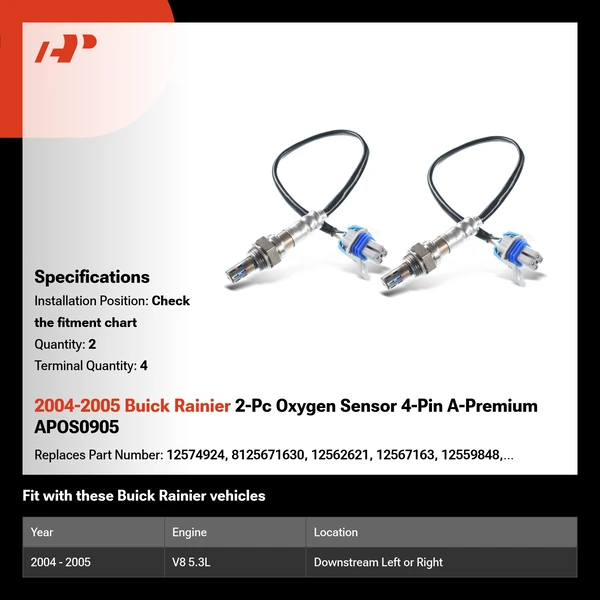 2004-2005 Buick Rainier 2-Pc Oxygen Sensor 4-Pin A-Premium APOS0905