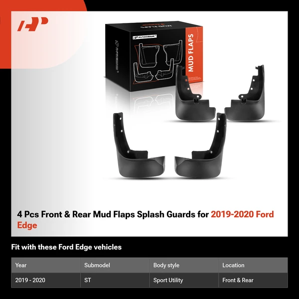 4 Pcs Front & Rear Mud Flaps Splash Guards for 2019-2020 Ford Edge