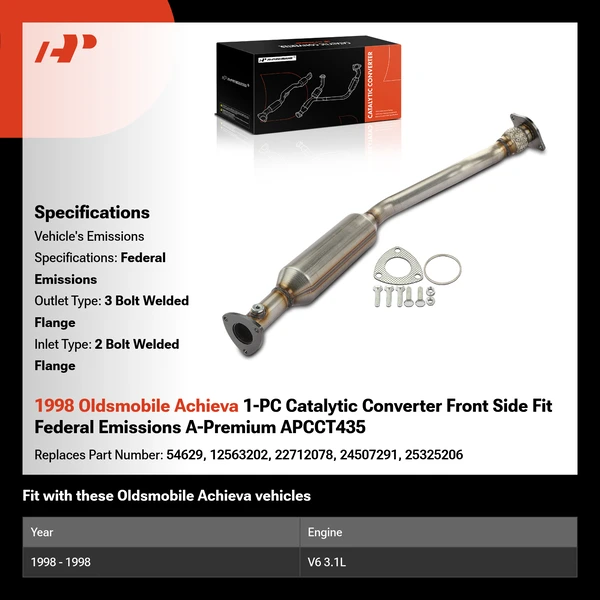1998 Oldsmobile Achieva 1-PC Catalytic Converter Front Side Fit Federal Emissions A-Premium APCCT435