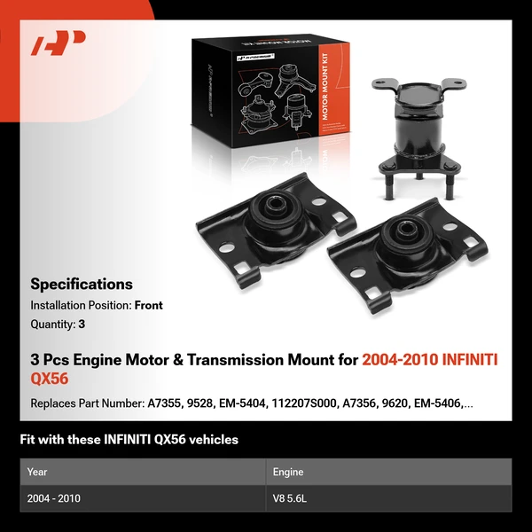 3 Pcs Engine Motor & Transmission Mount for 2004-2010 INFINITI QX56