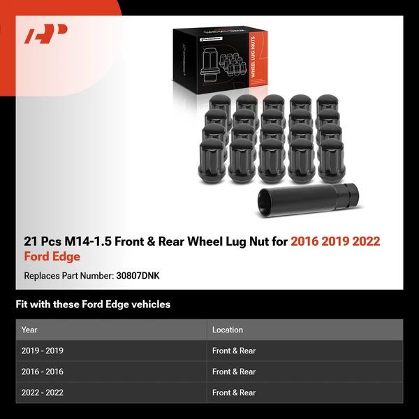21 Pcs M14-1.5 Front & Rear Wheel Lug Nut for 2016 2019 2022 Ford Edge
