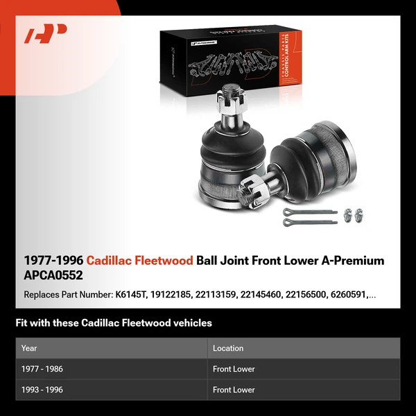 1977-1996 Cadillac Fleetwood Ball Joint Front Lower A-Premium APCA0552