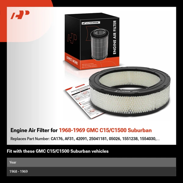 Engine Air Filter for 1968-1969 GMC C15/C1500 Suburban