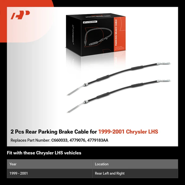 2 Pcs Rear Parking Brake Cable for 1999-2001 Chrysler LHS