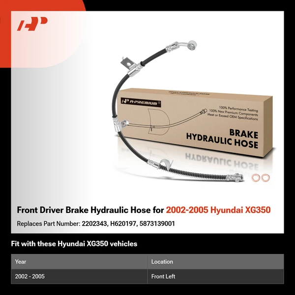 Front Driver Brake Hydraulic Hose for 2002-2005 Hyundai XG350