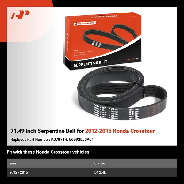 71.49 inch Serpentine Belt for 2012-2015 Honda Crosstour
