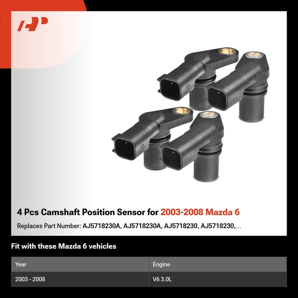 4 Pcs Camshaft Position Sensor for 2003-2008 Mazda 6