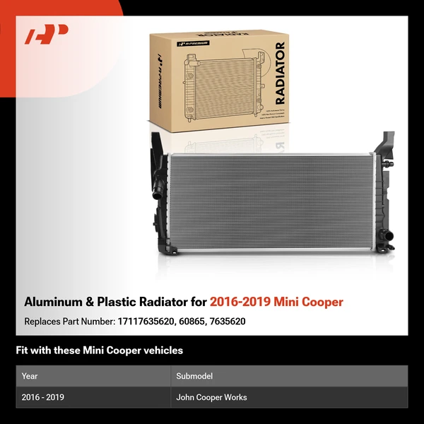 Aluminum & Plastic Radiator for 2016-2019 Mini Cooper