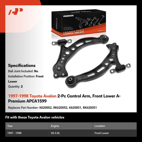 1997-1998 Toyota Avalon 2-Pc Control Arm, Front Lower A-Premium APCA1599